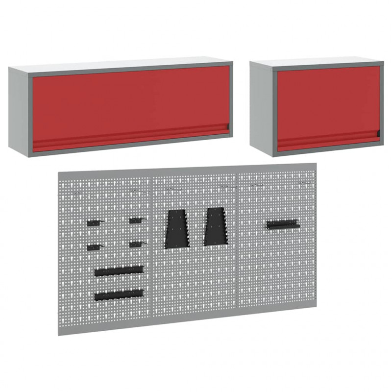 Zestaw szafek narzędziowych z półką 5 pcs Czerwony