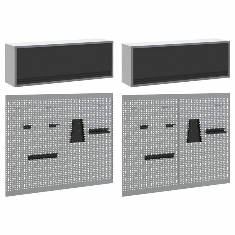 Zestaw szafek narzędziowych z półką 6 pcs Czarny