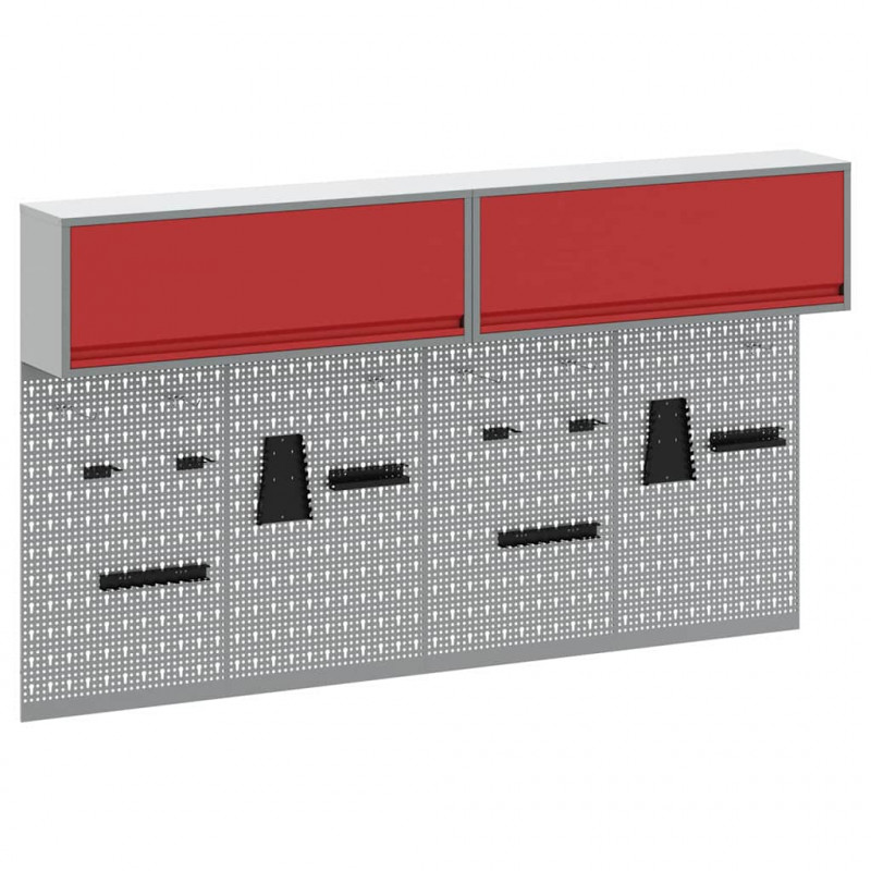 Zestaw szafek narzędziowych z półką 6 pcs Czerwony