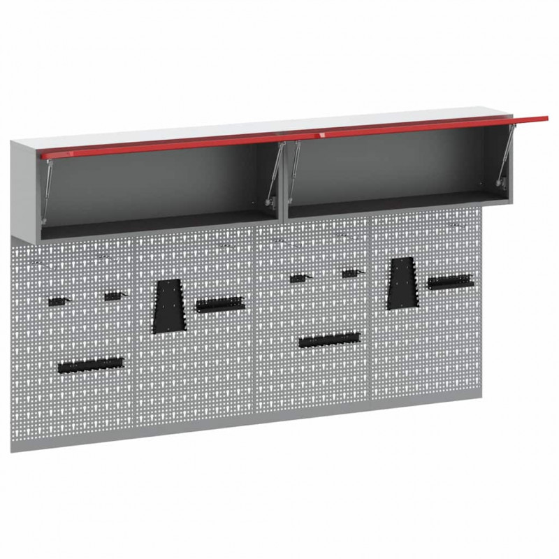 Zestaw szafek narzędziowych z półką 6 pcs Czerwony