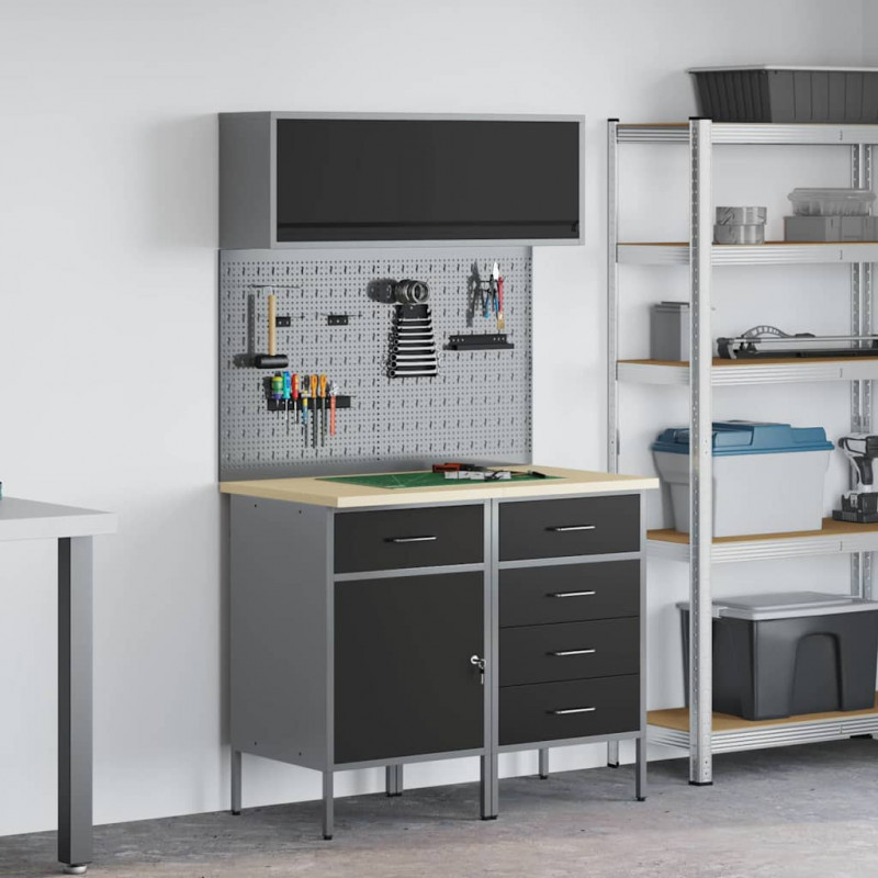 Zestaw szafek roboczych z szufladą z półką 5 pcs Czarny