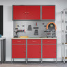 Szafka robocza 8 pcs Czerwony Drewno inżynieryjne i stal