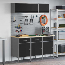 Zestaw szafek roboczych z szufladą Z blokadą 8 pcs Czarny