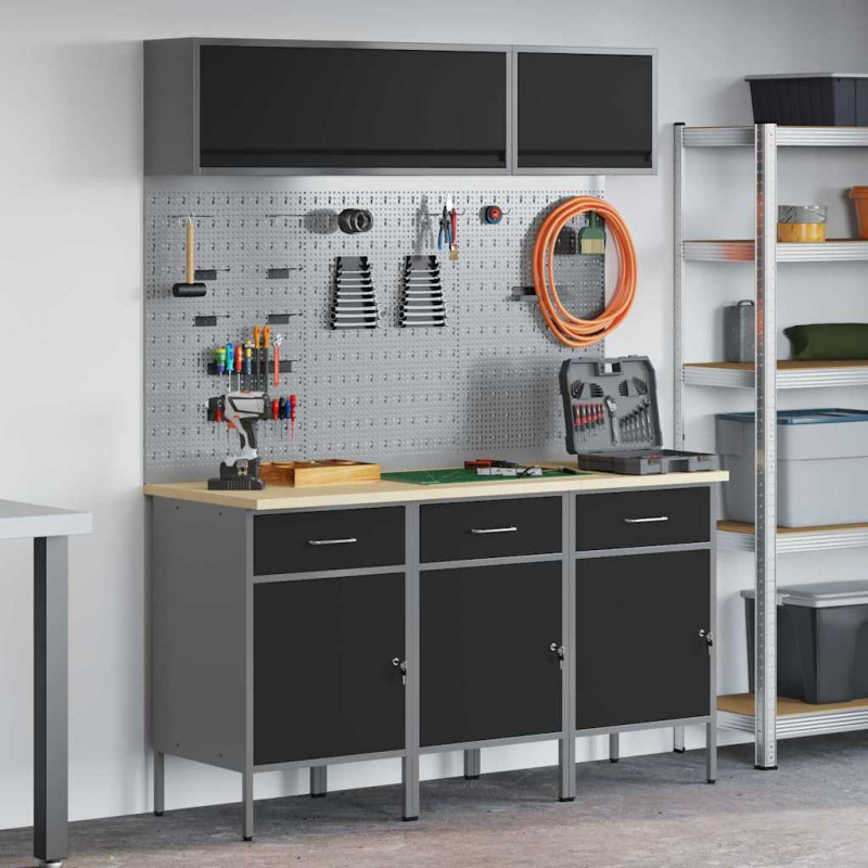 Zestaw szafek roboczych z szufladą Z blokadą 8 pcs Czarny