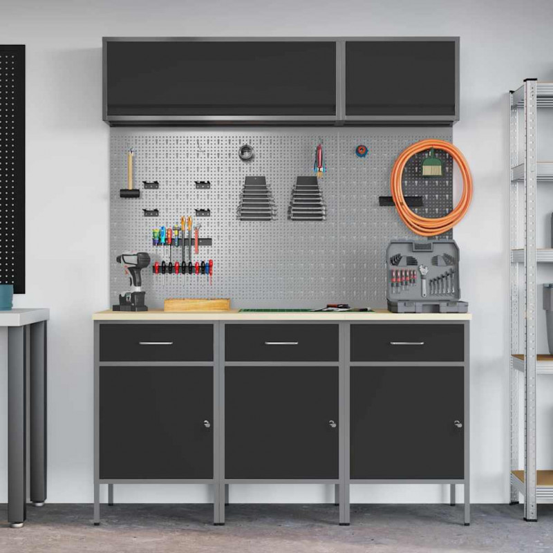 Zestaw szafek roboczych z szufladą Z blokadą 8 pcs Czarny