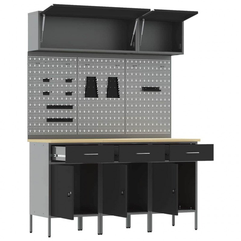 Zestaw szafek roboczych z szufladą Z blokadą 8 pcs Czarny