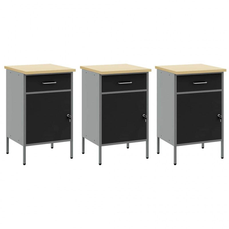 Zestaw szafek roboczych z szufladą Z blokadą 8 pcs Czarny