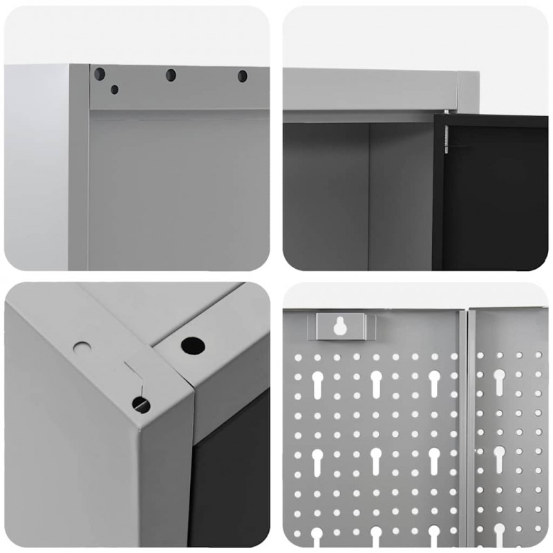 Szafka robocza 8 pcs Czarny Drewno inżynieryjne i stal