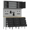 Szafka robocza z półką 7 pcs Czarny Drewno inżynieryjne i stal