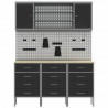 Szafka robocza z półką 7 pcs Czarny Drewno inżynieryjne i stal