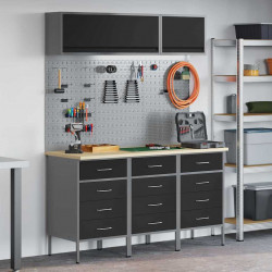 Zestaw szafek roboczych z szufladą 8 pcs Czarny