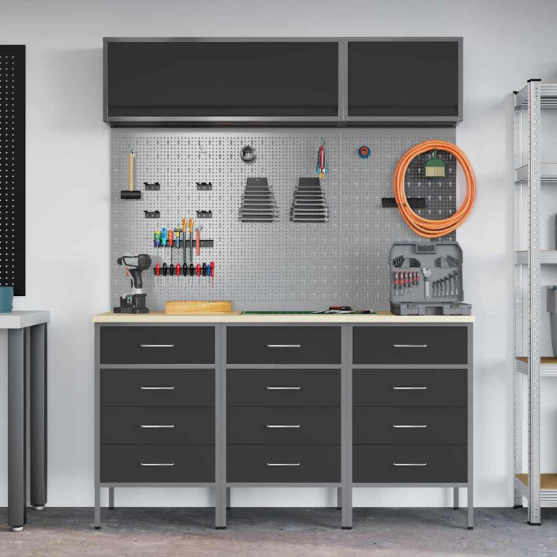 Zestaw szafek roboczych z szufladą 8 pcs Czarny