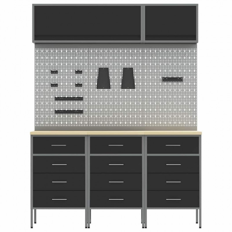 Zestaw szafek roboczych z szufladą 8 pcs Czarny