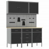 Szafka robocza 8 pcs Czarny Drewno inżynieryjne i stal