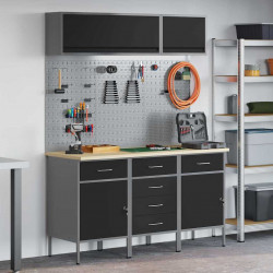 Zestaw szafek roboczych z szufladą Z blokadą 8 pcs Czarny