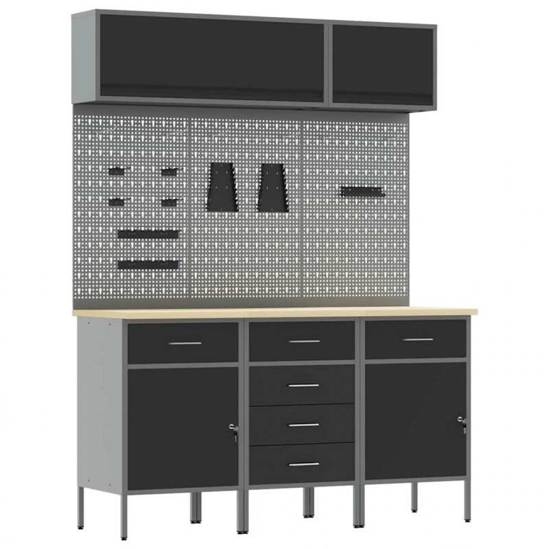 Zestaw szafek roboczych z szufladą Z blokadą 8 pcs Czarny