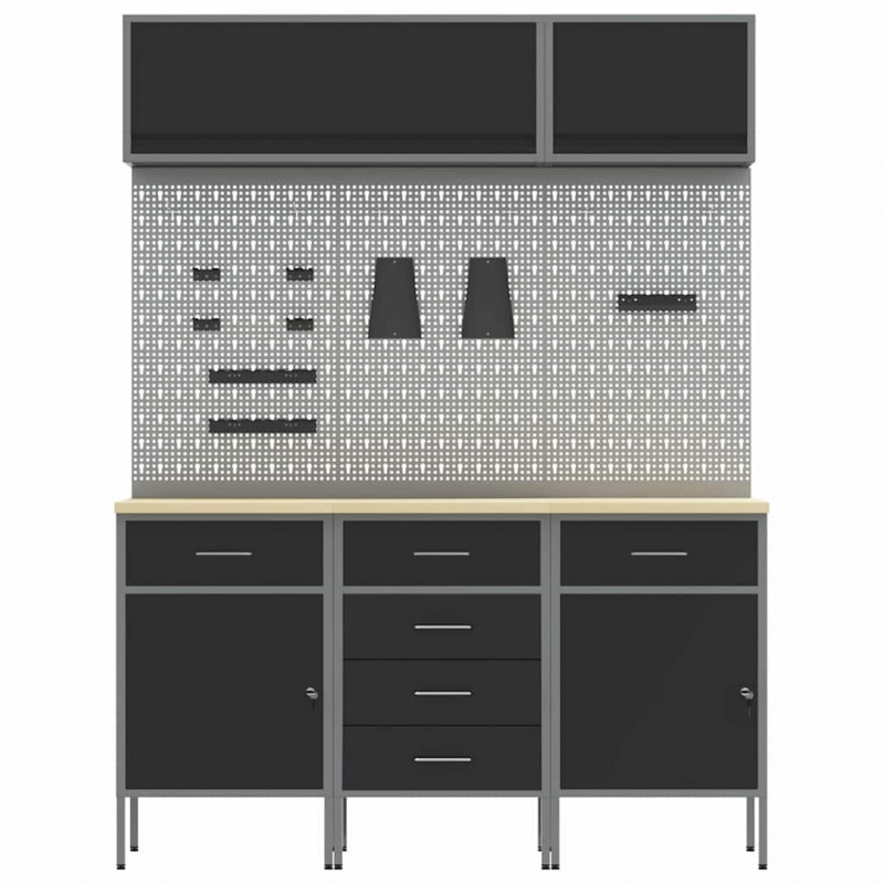 Zestaw szafek roboczych z szufladą Z blokadą 8 pcs Czarny