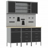 Szafka robocza z półką 7 pcs Czarny Drewno inżynieryjne i stal