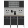 Szafka robocza z półką 7 pcs Czarny Drewno inżynieryjne i stal