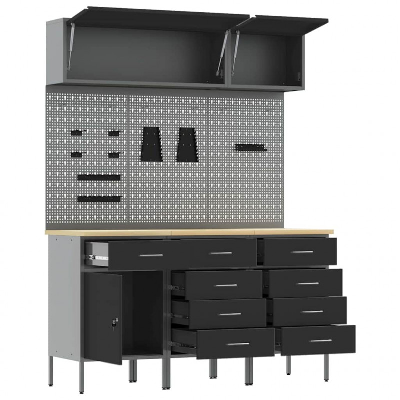 Zestaw szafek roboczych z szufladą Z blokadą 8 pcs Czarny