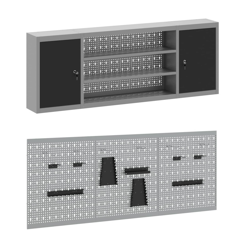 Szafka robocza 10 pcs Czarny Drewno inżynieryjne i stal