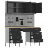 Szafka robocza 8 pcs Czarny Drewno inżynieryjne i stal