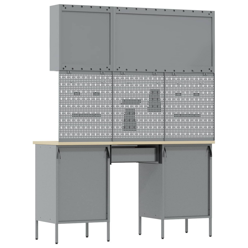 Szafka robocza 8 pcs Czarny Drewno inżynieryjne i stal