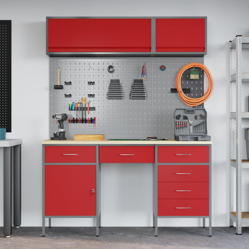 Zestaw szafek roboczych z szufladą Z blokadą 8 pcs Czarny