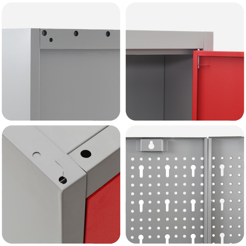 Szafka robocza 8 pcs Czerwony Drewno inżynieryjne i stal