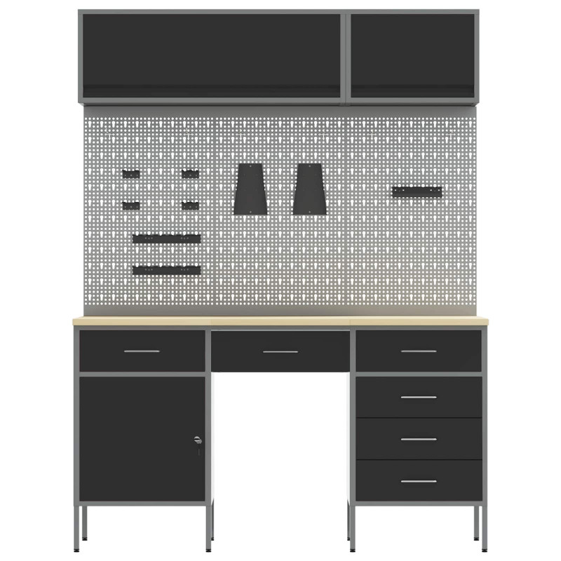 Zestaw szafek roboczych z szufladą Z blokadą 8 pcs Czarny