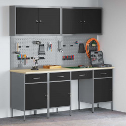 Szafka robocza 10 pcs Czarny Drewno inżynieryjne i stal