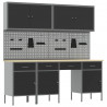 Szafka robocza 10 pcs Czarny Drewno inżynieryjne i stal