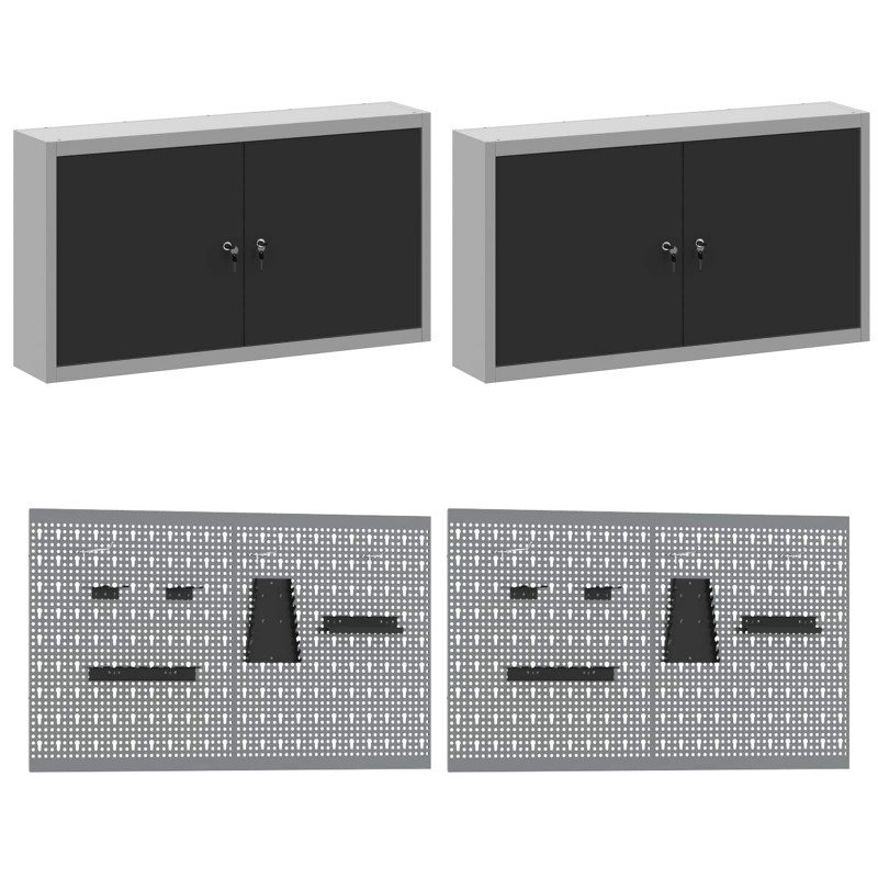 Szafka robocza 10 pcs Czarny Drewno inżynieryjne i stal