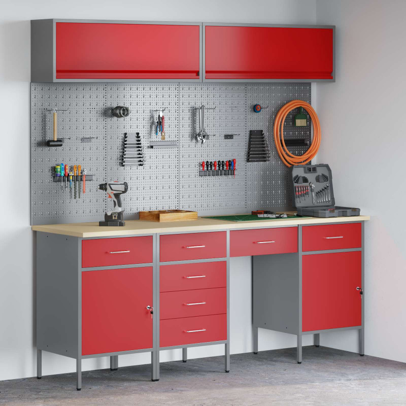 Szafka robocza 10 pcs Czarny Drewno inżynieryjne i stal