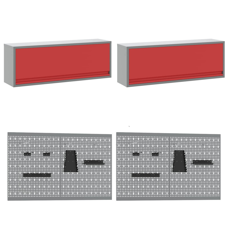 Szafka robocza 10 pcs Czarny Drewno inżynieryjne i stal