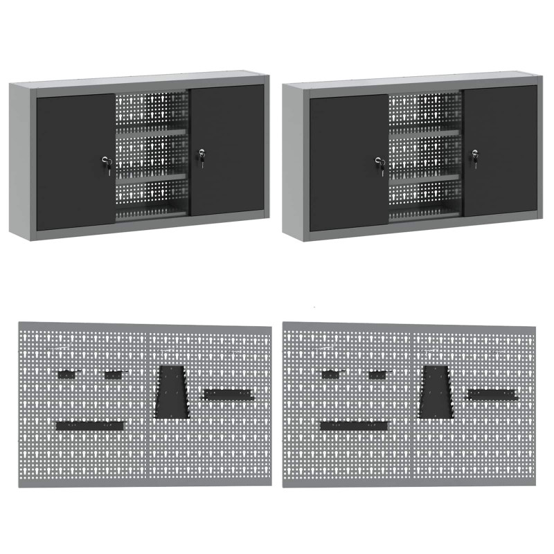 Szafka robocza 10 pcs Czarny Drewno inżynieryjne i stal