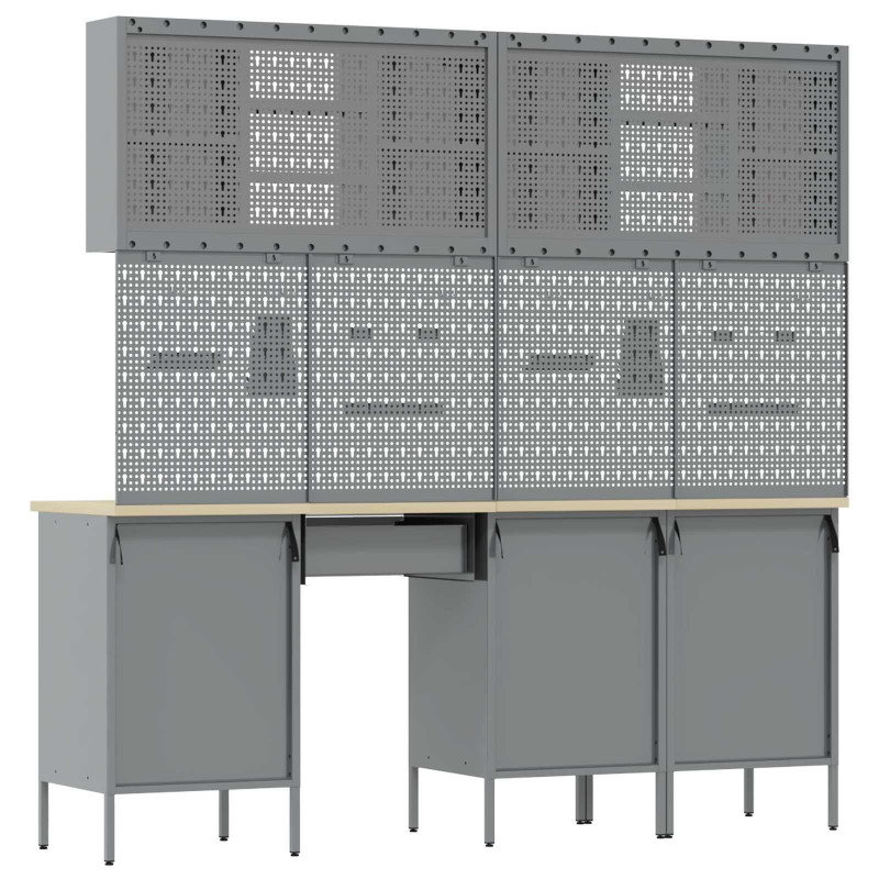 Szafka robocza 10 pcs Czarny Drewno inżynieryjne i stal