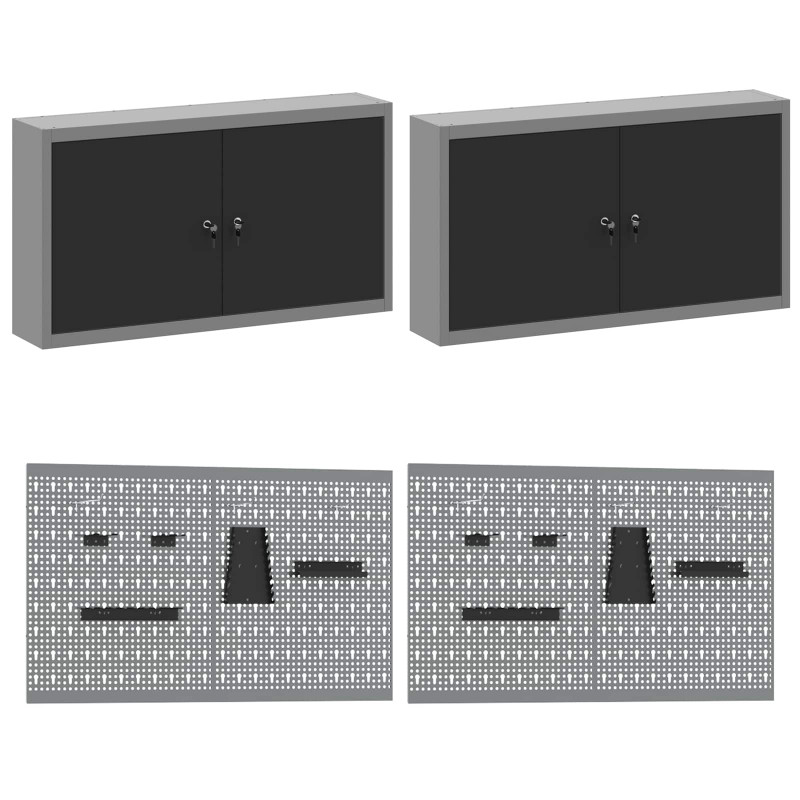 Szafka robocza 10 pcs Czarny Drewno inżynieryjne i stal