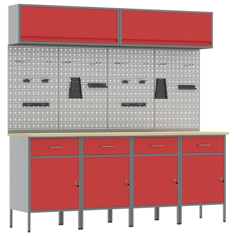 Zestaw szafek roboczych z przechowywaniem 10 pcs Czerwony