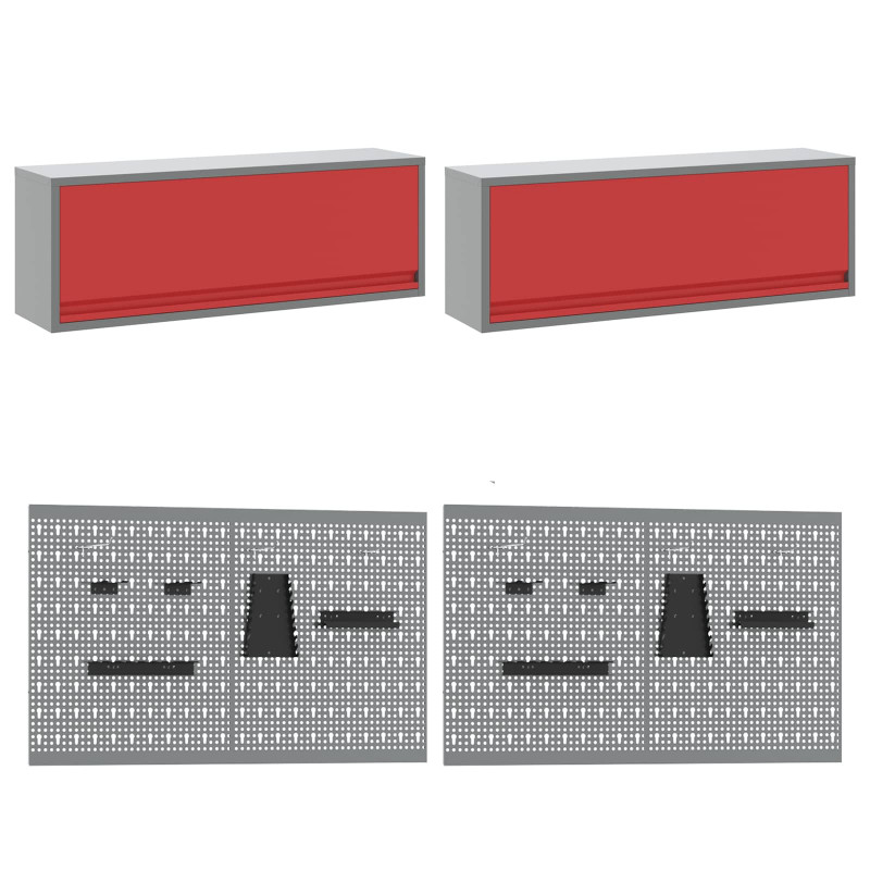 Zestaw szafek roboczych z przechowywaniem 10 pcs Czerwony