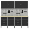 Szafka robocza 10 pcs Czarny Drewno inżynieryjne i stal