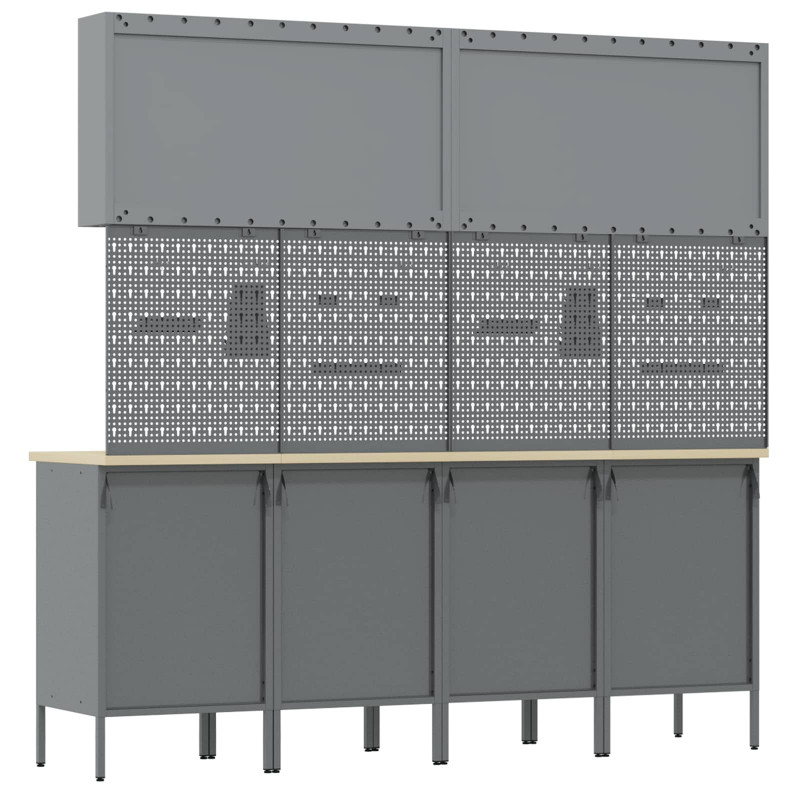 Szafka robocza 10 pcs Czarny Drewno inżynieryjne i stal