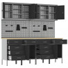 Szafka robocza 10 pcs Czarny Drewno inżynieryjne i stal