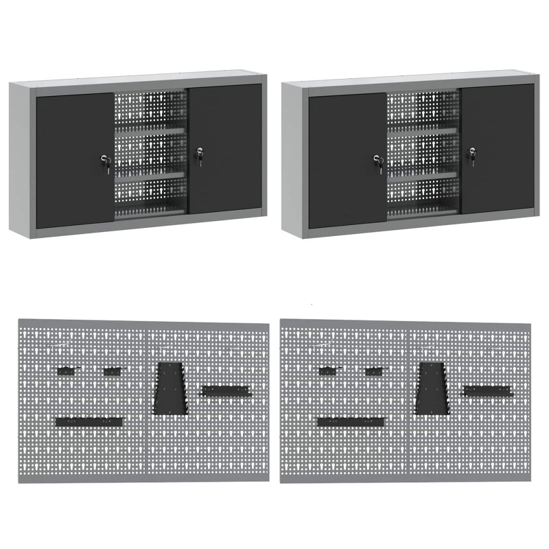 Szafka robocza 10 pcs Czarny Drewno inżynieryjne i stal