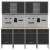 Szafka robocza 10 pcs Czarny Drewno inżynieryjne i stal