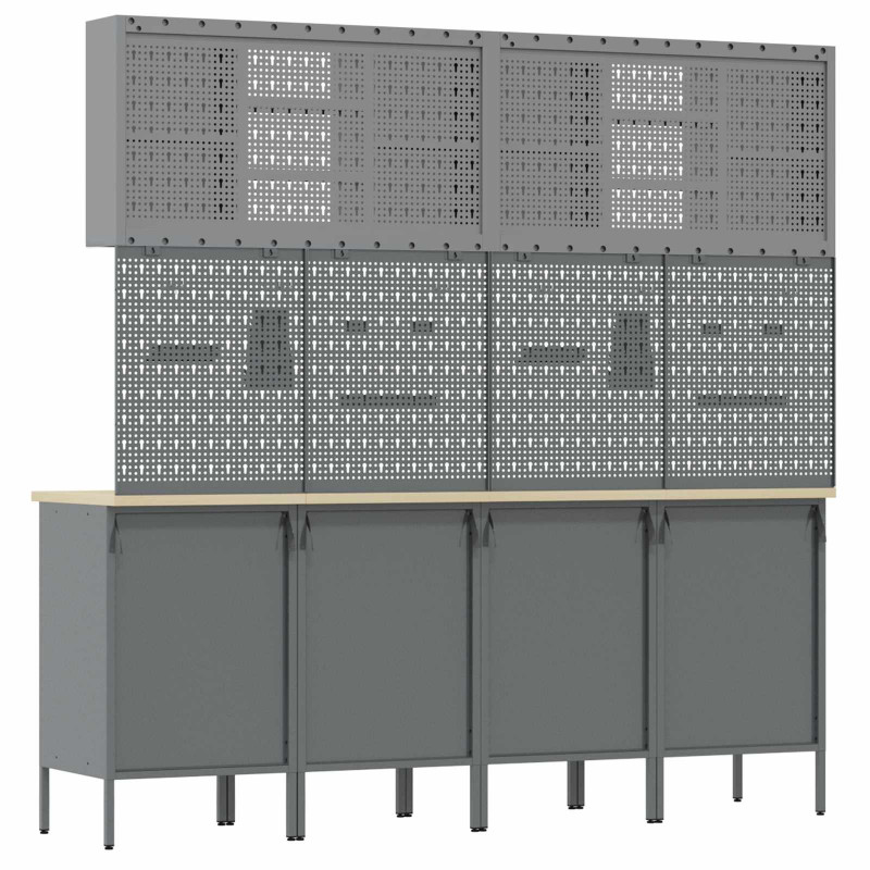 Szafka robocza 10 pcs Czarny Drewno inżynieryjne i stal