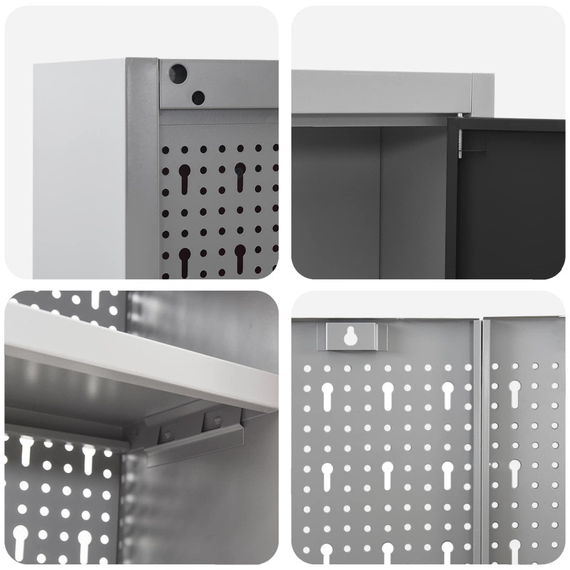 Szafka robocza 10 pcs Czarny Drewno inżynieryjne i stal
