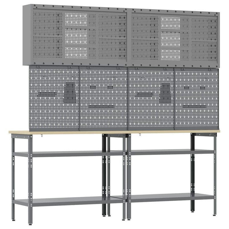 Zestaw stołu warsztatowego z półką 8 pcs Czarny i szary