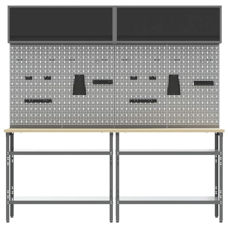 Zestaw stołu warsztatowego z półką 8 pcs Czarny i szary