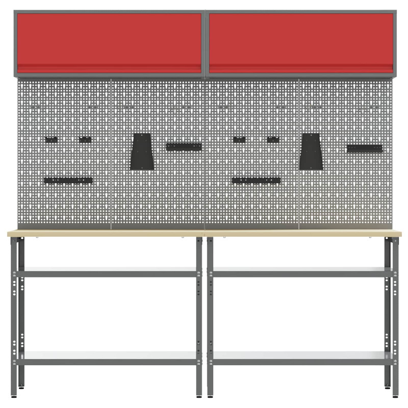 Zestaw stołu warsztatowego z półką 8 pcs Czerwony i Szary